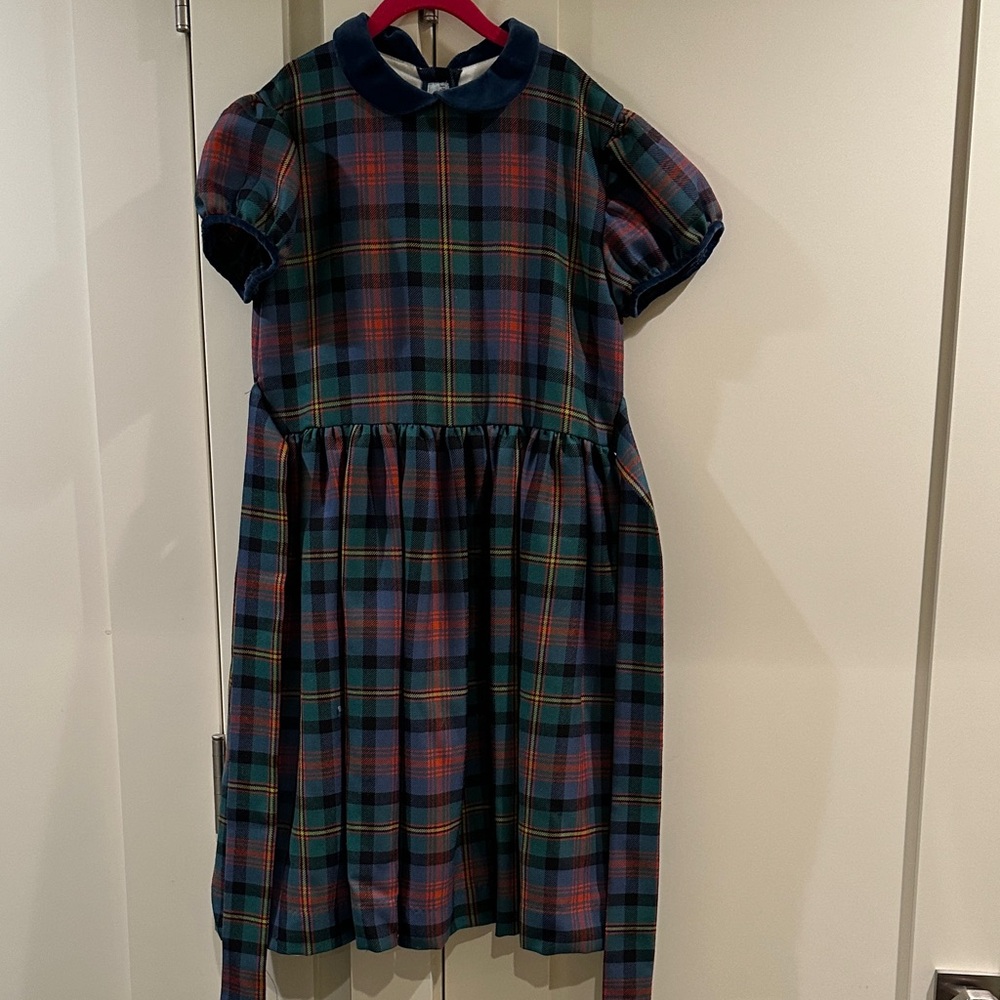 Papp d’ Anjo Plaid Kids Dress with Velvet Collar